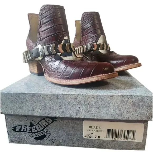 Freebird By Steven Blade Wine Croco - Size 7 - Picture 10 of 11